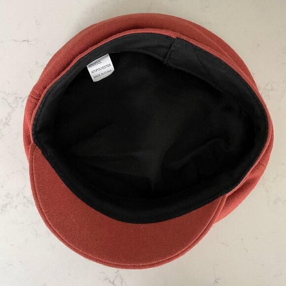 Stylish Neutral Lined Cabbie Hat Wool Blend Terracotta Orange/Brown Sz OS NWOT - Picture 4 of 6